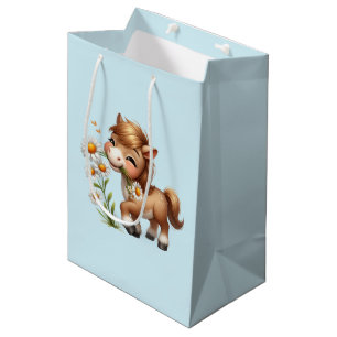 Bolsa De Regalo Mediana Cute Pony Eating Daisies