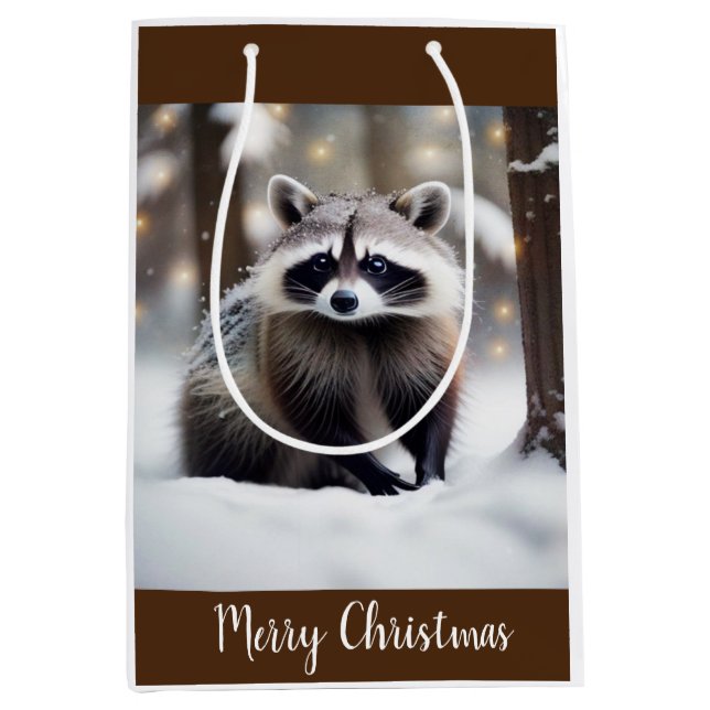 Bolsa De Regalo Mediana Cute Raccoon (Anverso)