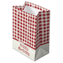 Bolsa De Regalo Mediana Cute Red and Cream Gingham Bow