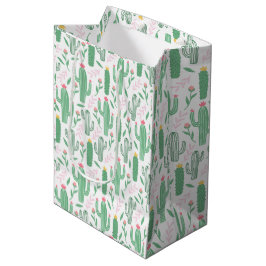 Bolsa De Regalo Mediana Cute Retro Cactus Suculento Baby Shower Floral