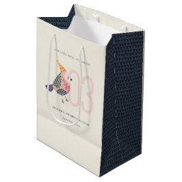 Bolsa De Regalo Mediana Cute Rubor Pink Boho Birdie Cualquier cumpleaños d