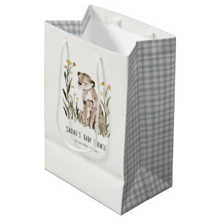 Bolsa De Regalo Mediana Cute Rustic Mum and Baby Tiger Foliage Baby Shower