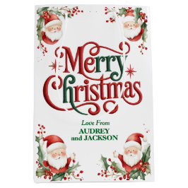 Bolsa De Regalo Mediana Cute Santa Claus Feliz Navidad