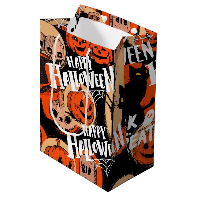 Bolsa De Regalo Mediana  Cute & Scary Halloween Spooky vibes  (Angulo Anverso)