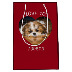 Bolsa De Regalo Mediana Cute shih tzu love Valentine heart photo