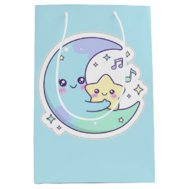 Bolsa De Regalo Mediana Cute Sleeping Moon & Stars Baby Blue Ramadan Gift