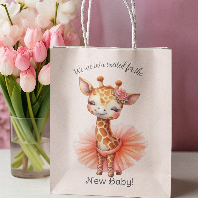 Bolsa De Regalo Mediana Cute Smiling Giraffe Ballerina Tutu New Baby (Subido por el creador)