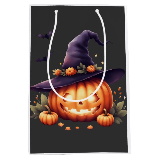 Bolsa De Regalo Mediana Cute Spooky Halloween Pegatina - Calabaza (Anverso)