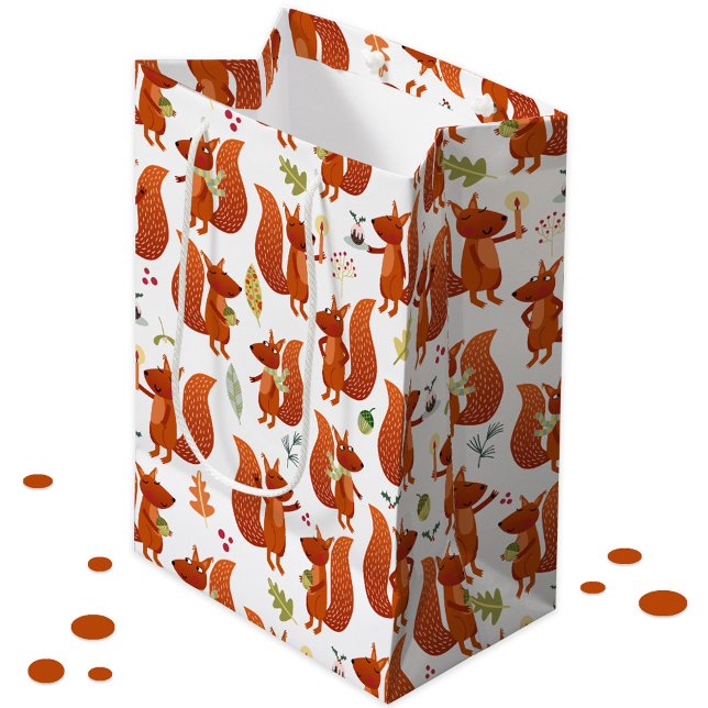 Bolsa De Regalo Mediana Cute Squirrel (Fun squirrel pattern holiday gift bag)
