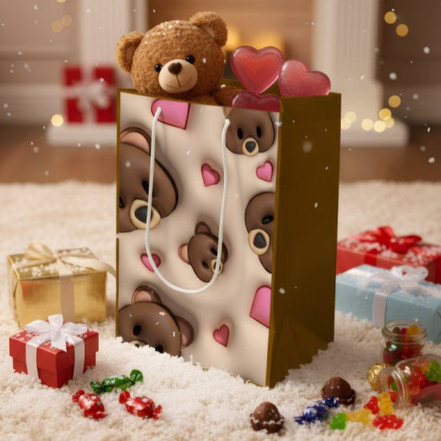 Bolsa De Regalo Mediana Cute Teddy Bear & Hearts Gift Bag (Subido por el creador)