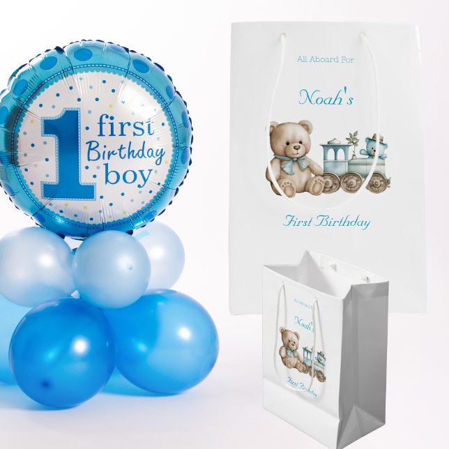 Bolsa De Regalo Mediana Cute todo a bordo primer año cumpleaños (All Aboard Gift Bags)