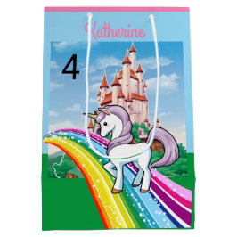 Bolsa De Regalo Mediana Cute UNICORN Nacimiento Personalización Nacimiento