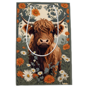 Bolsa De Regalo Mediana Cute Vintage Highland Cow