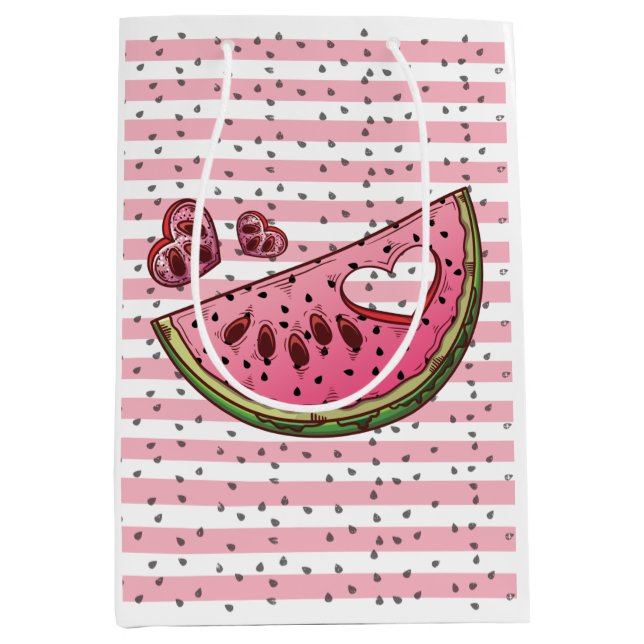 Bolsa De Regalo Mediana Cute Watermelon Tema Fiesta de cumpleaños (Anverso)