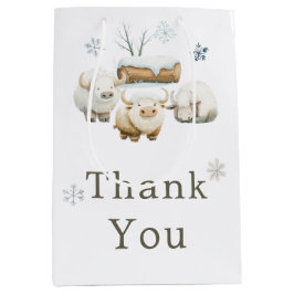 Bolsa De Regalo Mediana Cute Winter Arctic Cow Baby Shower
