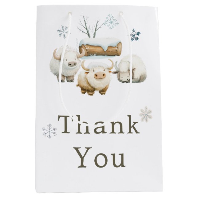 Bolsa De Regalo Mediana Cute Winter Arctic Cow Baby Shower (Anverso)