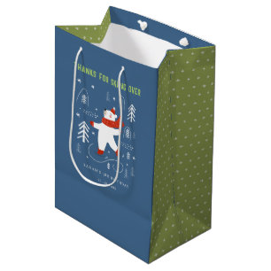 Bolsa De Regalo Mediana Cute Winter Forest Bear Skía Cualquier Niño Edad
