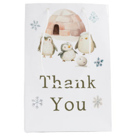 Bolsa De Regalo Mediana Cute Winter Penguins Baby Shower