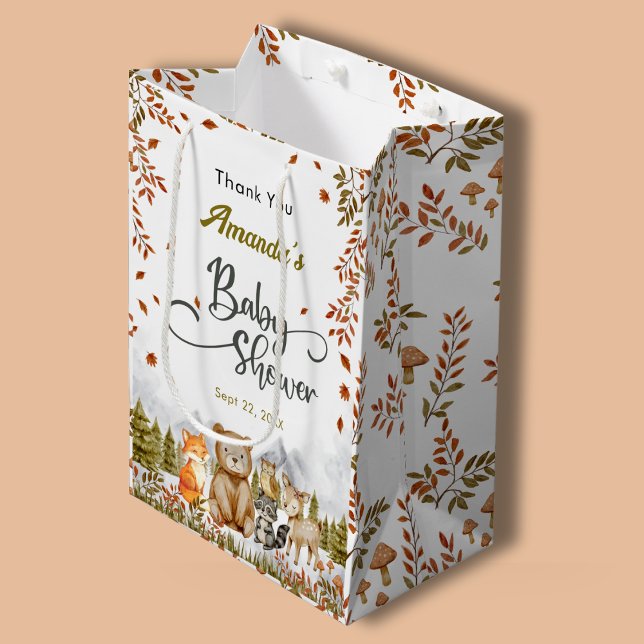 Bolsa De Regalo Mediana Cute Woodland Animals Thank You Baby Shower (Subido por el creador)