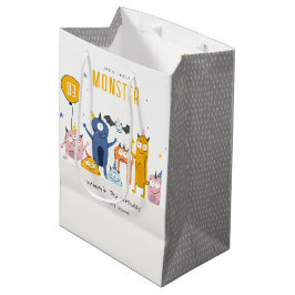 Bolsa De Regalo Mediana Cuto colorido Fiesta amarillo monstruos niños cump