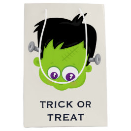 Bolsa De Regalo Mediana Cuto verde Frankenstein Monster cara Halloween