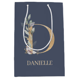 Bolsa De Regalo Mediana D Monograma Floral personalizada
