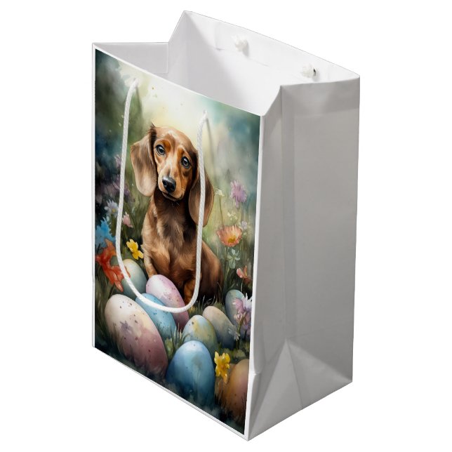 Bolsa De Regalo Mediana Dachshund con huevos de Pascua (Angulo Anverso)
