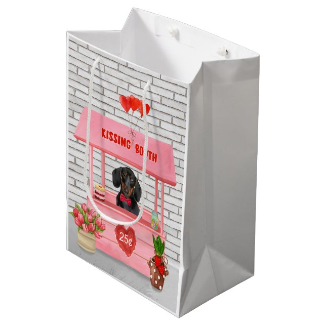 Bolsa De Regalo Mediana Dachshund Dog El día de San Valentín Kissing Booth (Angulo Anverso)