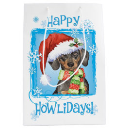 Bolsa De Regalo Mediana Dachshund feliz de Howlidays