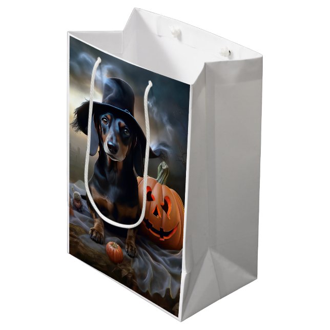 Bolsa De Regalo Mediana Dachshund Halloween Scary (Angulo Anverso)