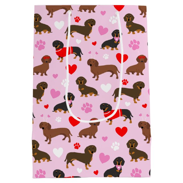 Bolsa De Regalo Mediana Dachshund Valentine (Reverso)