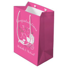 Bolsa De Regalo Mediana Dachshund Wiener Dog Chica rosa Baby Shower
