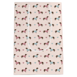 Bolsa De Regalo Mediana Dachshunds y corazones