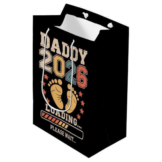 Bolsa De Regalo Mediana Daddy 2026 Loading Baby Announcement Expecting Dad (Angulo Anverso)