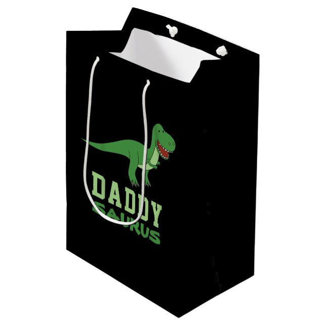 Bolsa De Regalo Mediana Daddysaurus Dinosaur T-Rex Dino Dad Day (Angulo Anverso)