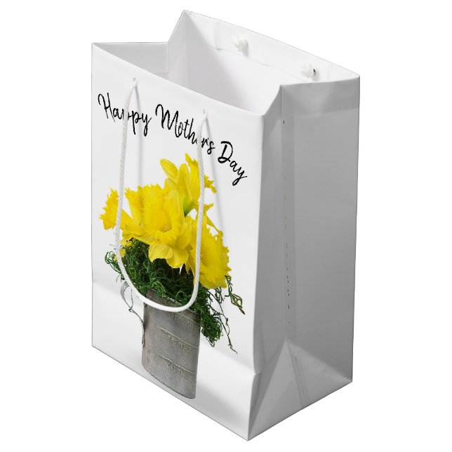 Bolsa De Regalo Mediana Daffodil Bouquet Día de la Madre (Angulo Anverso)