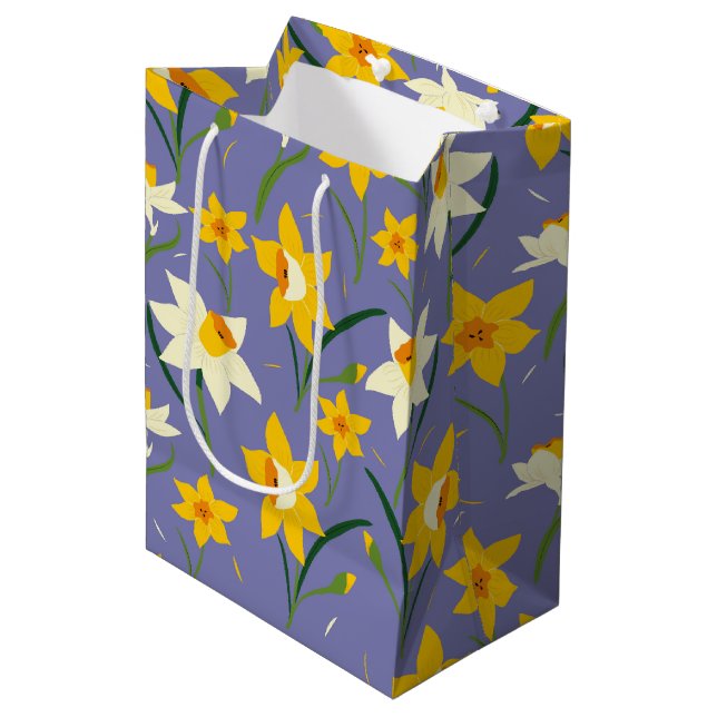 Bolsa De Regalo Mediana Daffodils en azul morado (Angulo Anverso)