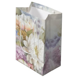 Bolsa De Regalo Mediana Dahlia Blanca con Acentos Púrpura y Azul