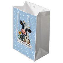 Dairy Cow Happy Birday Blue