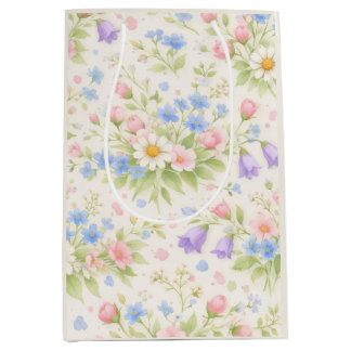Bolsa De Regalo Mediana Daisy, Bellflower y Blue Blossom Botánico