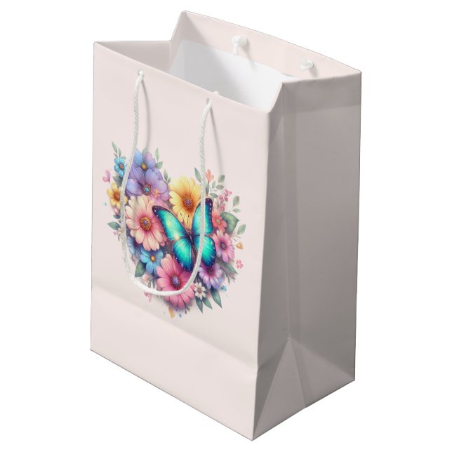 Bolsa De Regalo Mediana Daisy Flowers with a Beautiful Butterfly (Angulo reverso)