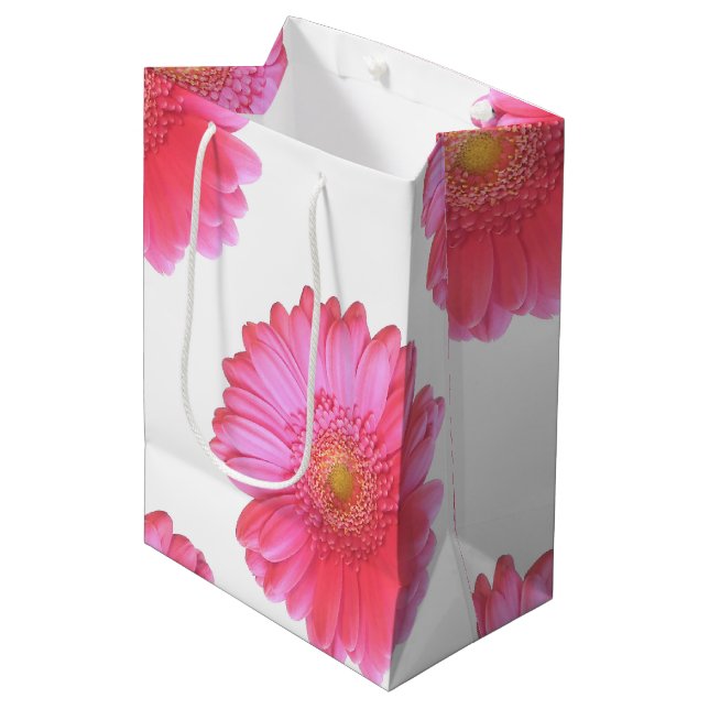 Bolsa De Regalo Mediana Daisy gerbera rosada (Angulo Anverso)