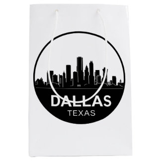 Bolsa De Regalo Mediana Dallas Texas Skyline Black and White Cityscape