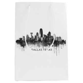 Bolsa De Regalo Mediana Dallas Texas Skyline Black and White Cityscape