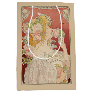 Bolsa De Regalo Mediana Dama Art Nouveau Belle Époque Rosas Livemont