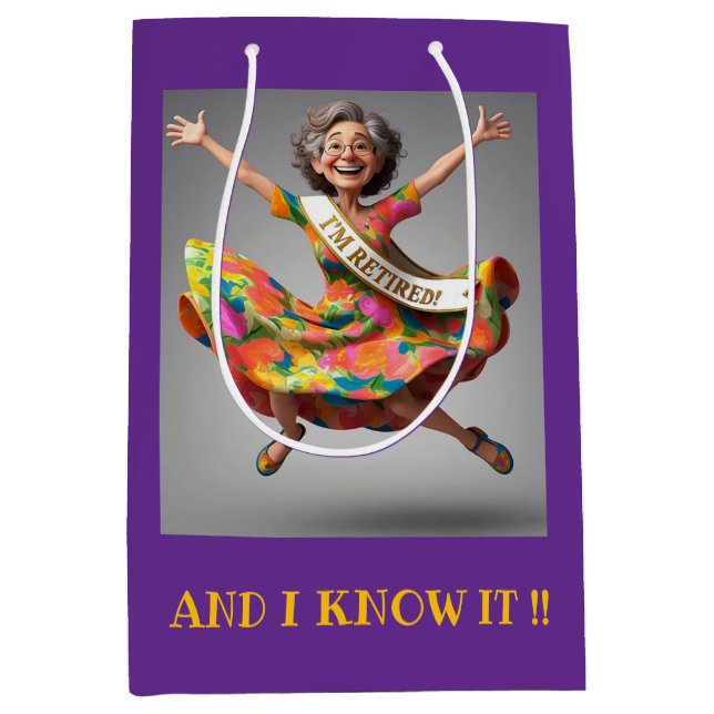 BOLSA DE REGALO MEDIANA " DAMA FINALMENTE RETIRADA " (Anverso)