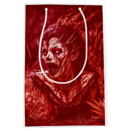 Bolsa De Regalo Mediana Dama Ghoul Gruñendo en Medio de Plantas