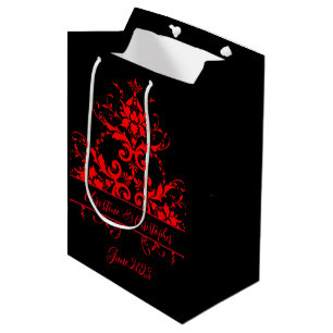 Bolsa De Regalo Mediana Damasco Rojo Romántico y Elegante