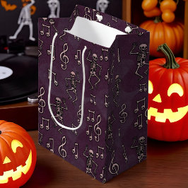 Bolsa De Regalo Mediana Dancing Skeleton Music Notes Halloween