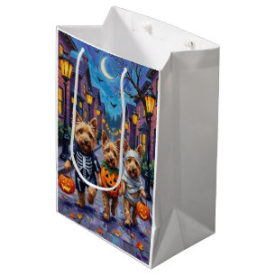 Bolsa De Regalo Mediana Dandie Dinmont Terrier Pidiendo Dulces en Hallowee